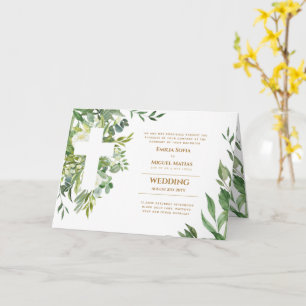 4pg Floral Cross Greenery Wedding Invite Program