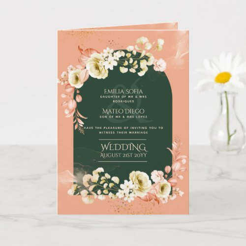 4pg Hispanic Floral Wedding Program Bilingual Chic