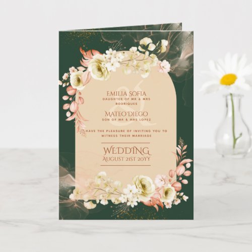 4pg Hispanic Floral Wedding Program Bilingual Chic