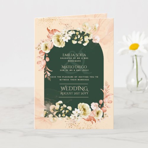 4pg Hispanic Floral Wedding Program Bilingual Chic