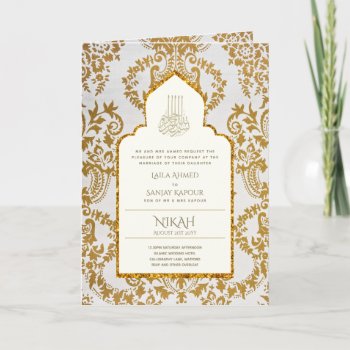 4Pg NIKAH WALIMA Invite Gold Ornate Islamic