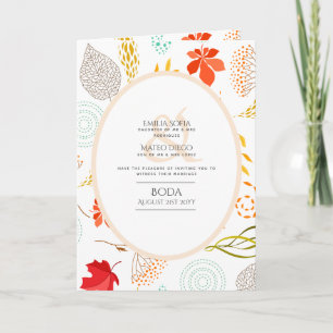 4pg Spanish BODA Invite Fall Leaves Modern