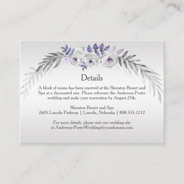 #4Purple Silver Gray Floral Detail Enclosure Cards (Front)