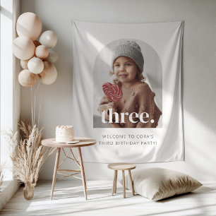 4rd Birthday Three Arched Photo Welcome Sign Tapestry