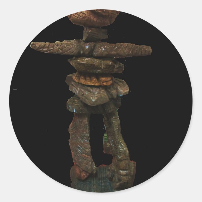 4sale 002 title Thunderbird Man_ Inukshuk 5 ft tal Round Stickers