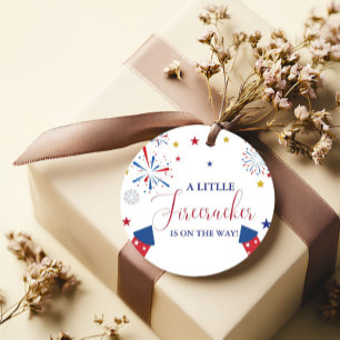 4t of July Independence firecracker Baby Shower Favor Tags