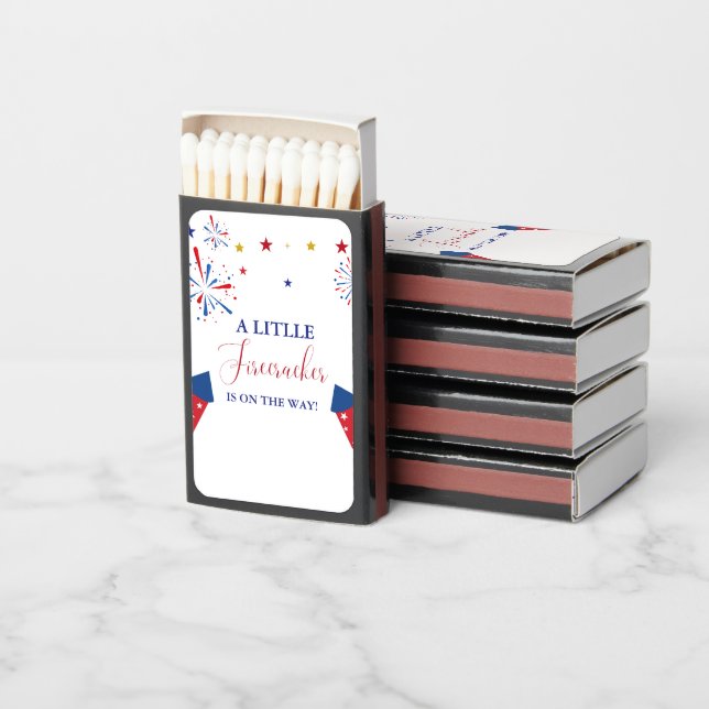 4t of July Independence firecracker Baby Shower  Matchboxes (Stacked)