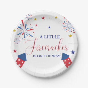 4t of July Independence firecracker Baby Shower Paper Plates