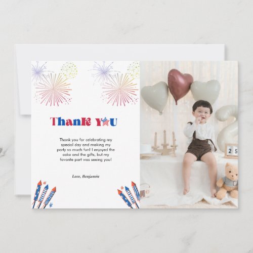 4t of july patrotic day birthday  thank you card