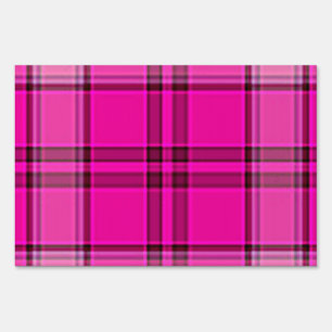 4TB HOT PINK PURPLES GIRLY TARTAN STYLE PLAID BACK SIGN