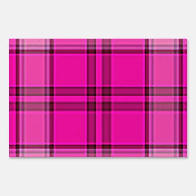 4TB HOT PINK PURPLES GIRLY TARTAN STYLE PLAID BACK SIGN (Front)