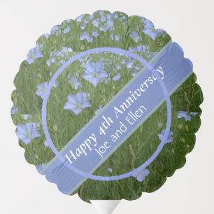 4th Anniversary blue Flax flowers  Balloon