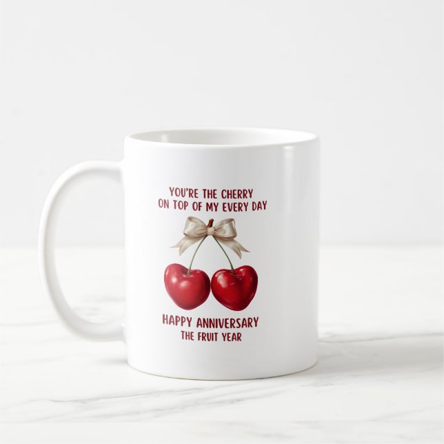 4th Anniversary Card, Fruit Anniversary Ornament Coffee Mug (Left)