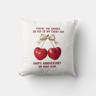 4th Anniversary Card, Fruit Anniversary Ornament Throw Pillow