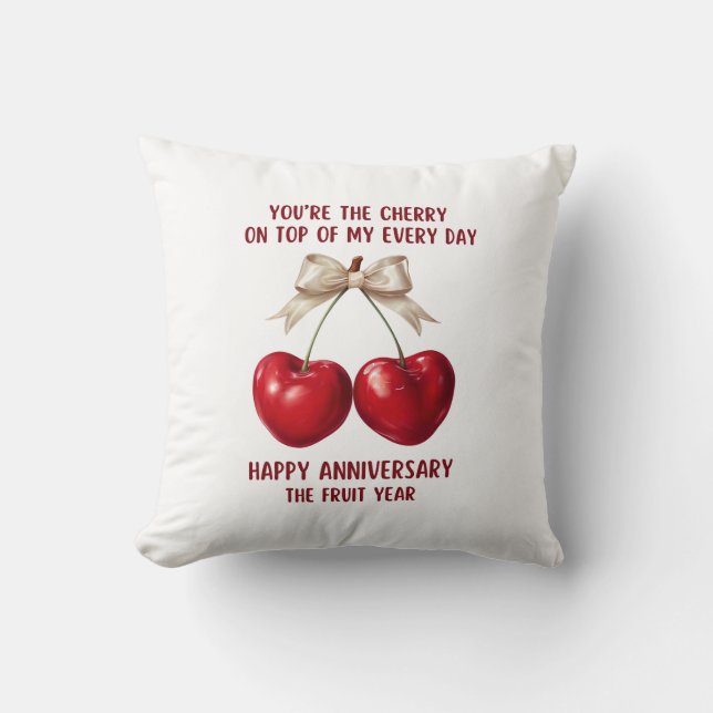 4th Anniversary Card, Fruit Anniversary Ornament Throw Pillow (Front)