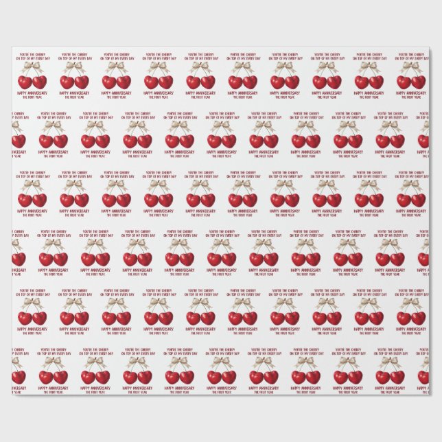 4th Anniversary Card, Fruit Anniversary Ornament Wrapping Paper (Flat)