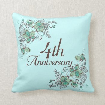 4th Anniversary Gift Throw Pillow by MainstreetShirt at Zazzle