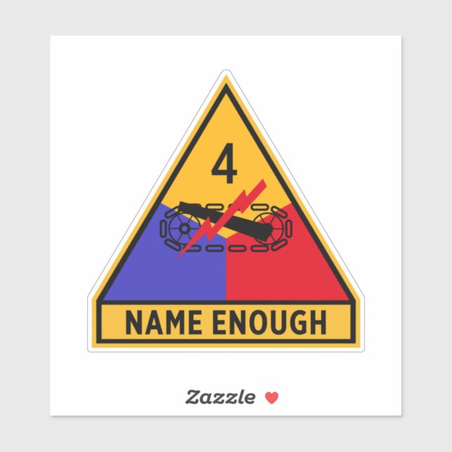 4th Armored Division "Name Enough" Sticker (Sheet)