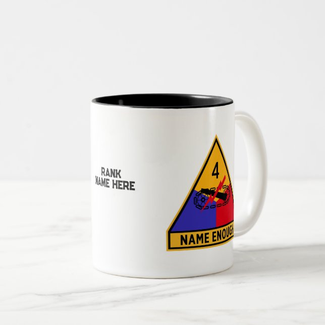 4th Armored Division "Name Enough" Two-Tone Coffee Mug (Front Right)