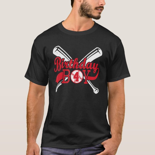 4th Birthday 2018 Baseball Boys Kids 4 Seven Seven T-Shirt (Front)