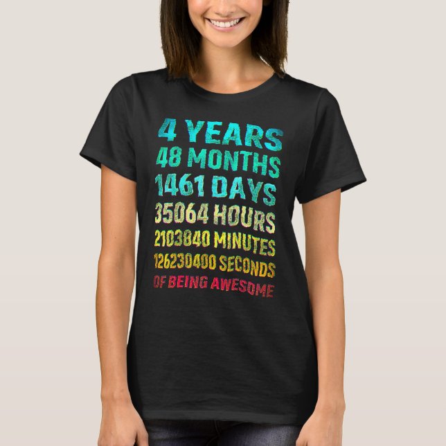 4th Birthday 4 Year Old Boys Girls Kids Party Bein T-Shirt (Front)