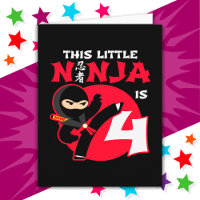 4th Birthday 4 Year Old Kids Party Little Ninja 4