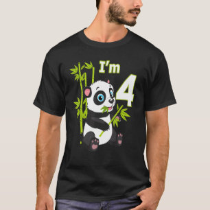 4th Birthday 4 Years Old Party Animal Panda 3 T-Shirt