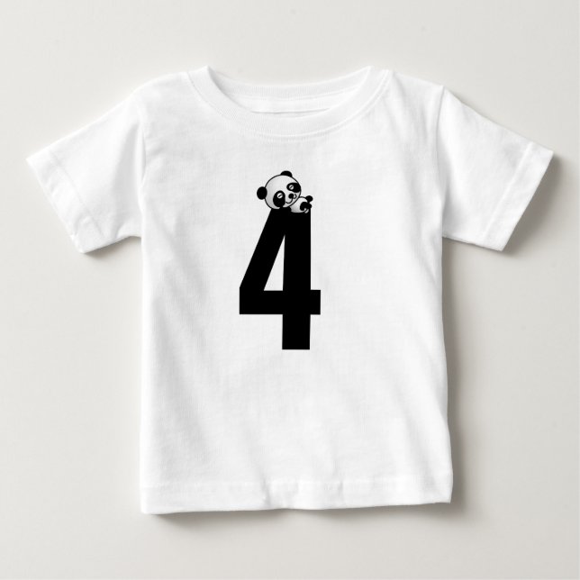 4th birthday Age 4 Panda Bear T-shirts (Front)