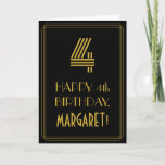 [ Thumbnail: 4th Birthday: Art Deco Inspired Look "4" & Name Card ]