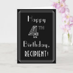 [ Thumbnail: 4th Birthday: Art Deco Style # 4 & Custom Name Card ]