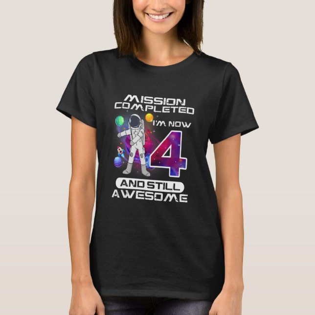 4th Birthday Astronaut Space  4 Years Old Bday T-Shirt (Front)