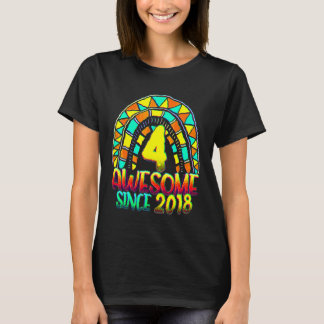 4th Birthday Awesome Since 2018 Birthday Rainbow T-Shirt