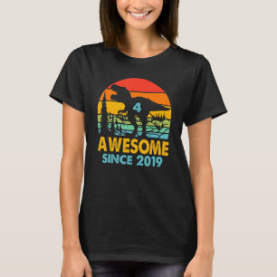 4th Birthday Awesome Since 2019 Dinosaur 4 Years T-Shirt