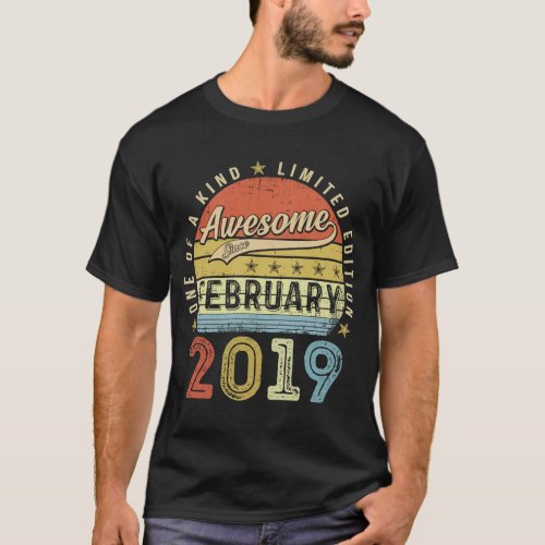 4th Birthday  Awesome Since February 2019 4 Year O T_Shirt