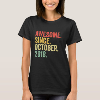 4th Birthday Awesome Since October 2018 4 Years O T-Shirt