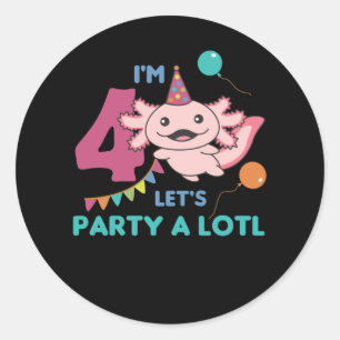 4th Birthday Axolotl Four Year Old Sweet Axolotls Classic Round Sticker