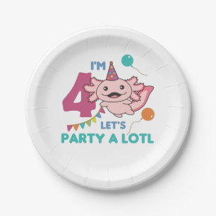 4th Birthday Axolotl Four Year Old Sweet Axolotls  Paper Plates