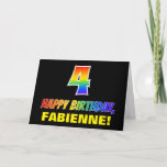 [ Thumbnail: 4th Birthday: Bold, Fun, Simple, Rainbow 4 Card ]