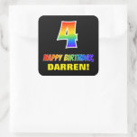 [ Thumbnail: 4th Birthday: Bold, Fun, Simple, Rainbow 4 Sticker ]