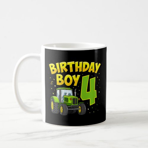 4th Birthday Boy 4 Year Old Farm Truck Tractor Par Coffee Mug