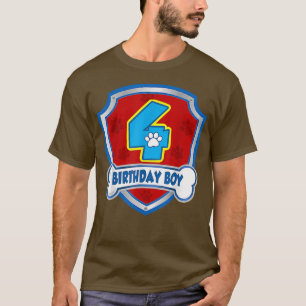 4th Birthday Boy 4 Years Old Patrol Dogs Lover Kid T-Shirt