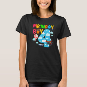 4th Birthday Boy Airplane Pilot 4 Years Old Helico T-Shirt
