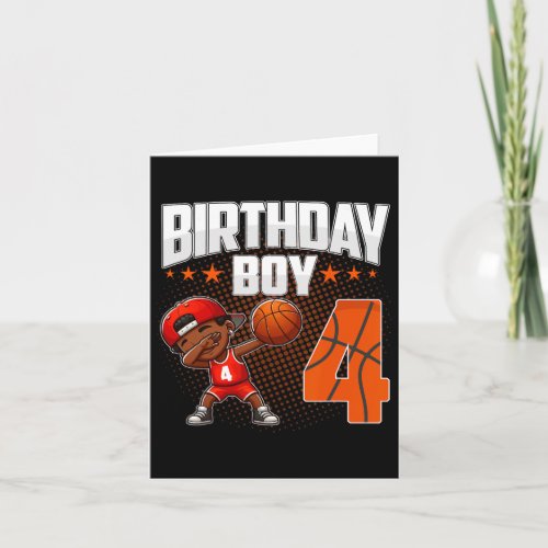 4th Birthday Boy Basketball Dabbing 4 Years Old Af Card