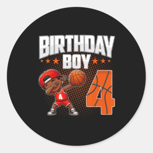 4th Birthday Boy Basketball Dabbing 4 Years Old Af Classic Round Sticker