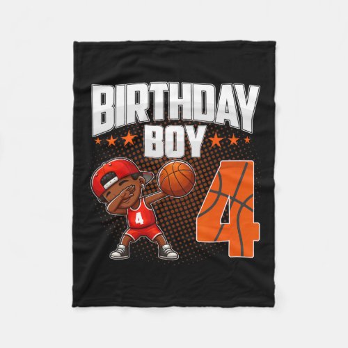 4th Birthday Boy Basketball Dabbing 4 Years Old Af Fleece Blanket