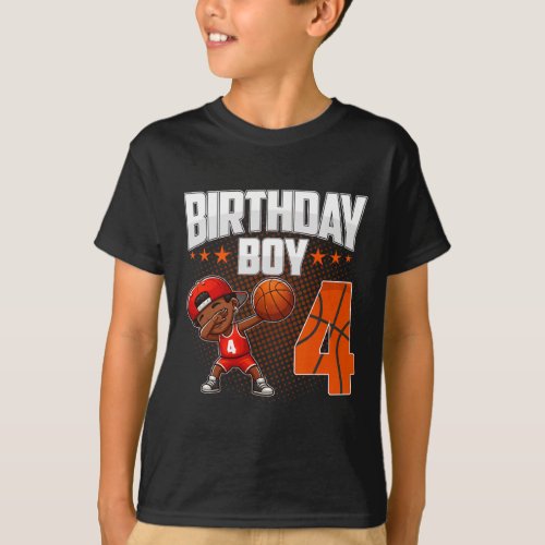 4th Birthday Boy Basketball Dabbing 4 Years Old Af T_Shirt