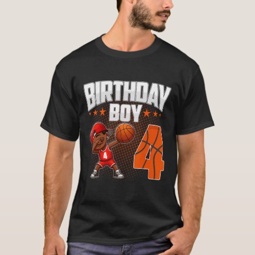 4th Birthday Boy Basketball Dabbing 4 Years Old Af T_Shirt