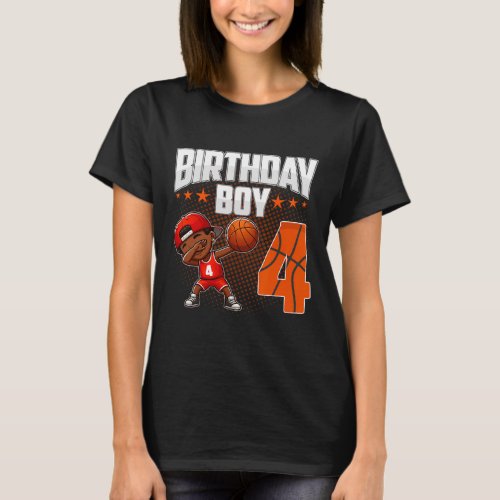 4th Birthday Boy Basketball Dabbing 4 Years Old Af T_Shirt