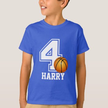4th Birthday Boy Basketball Personalized-2 T-shirt by Precious_Presents at Zazzle