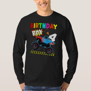 4th Birthday Boy Blaze 4 Year Old Monster Truck T-Shirt